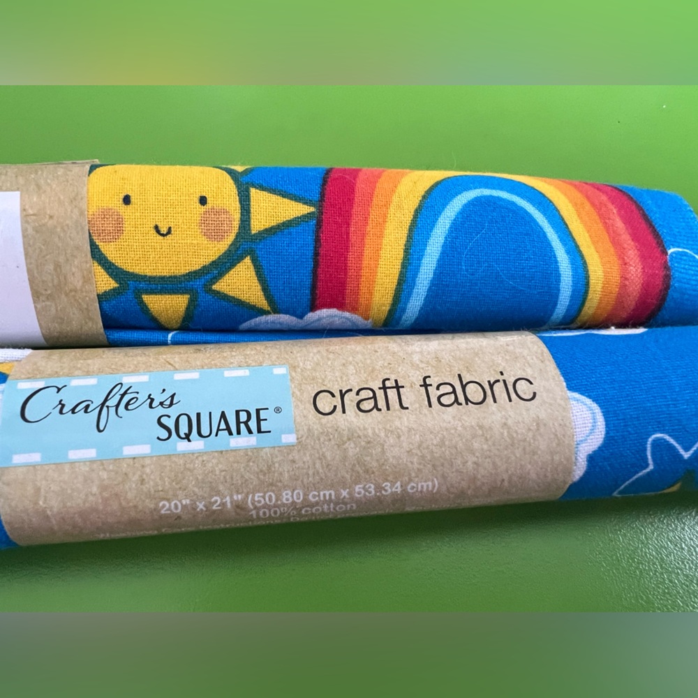 FAT QUARTER sun cloud colors fabric cotton primary kid fun print NEW 2 pc